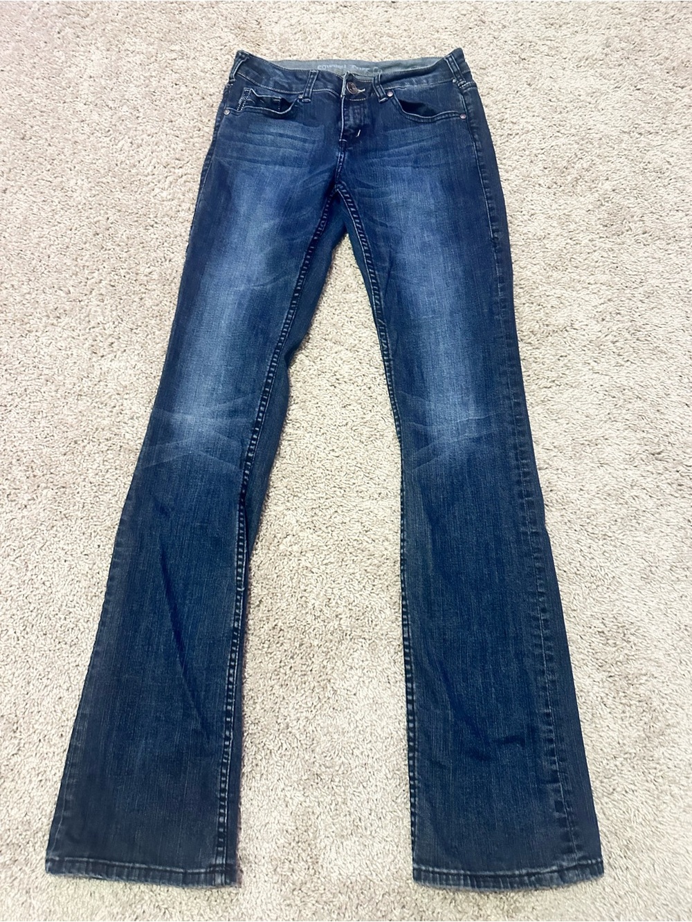 Cowgirl Tuff Jeans 29x37 Dark Wash Bootcut Stretch Western Riding Denim